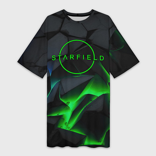 Женская длинная футболка Stafield logo green fire / 3D-принт – фото 1