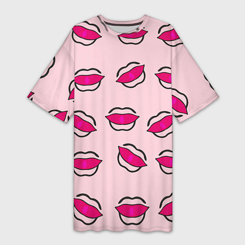 Женская длинная футболка Силуэт губы / 3D-принт – фото 1