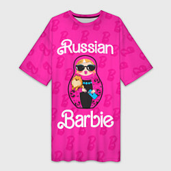 Футболка женская длинная Barbie russian, цвет: 3D-принт