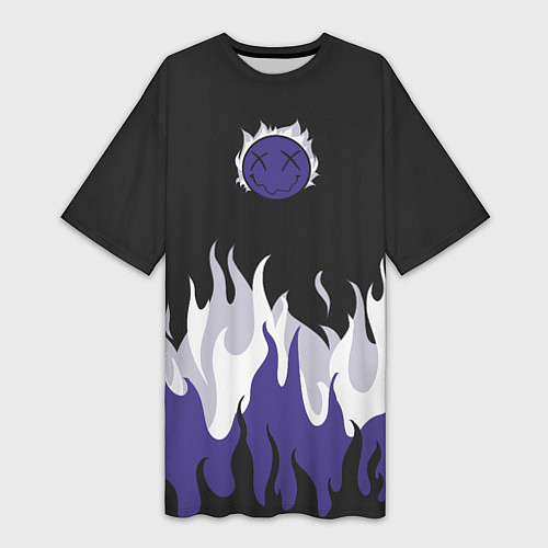 Женская длинная футболка Black fire emoji / 3D-принт – фото 1