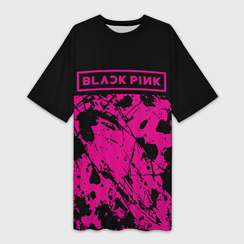 Женская длинная футболка Black pink - emblem - pattern - music / 3D-принт – фото 1