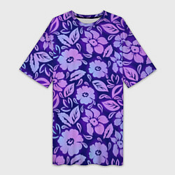 Женская длинная футболка Фиолетовые цветочки