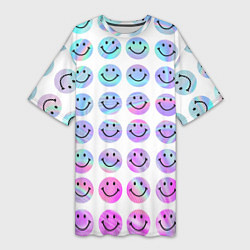 Женская длинная футболка Smiley holographic