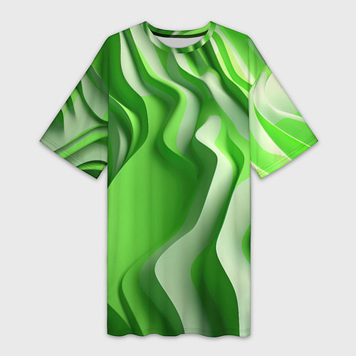 Женская длинная футболка Зеленые объемные полосы / 3D-принт – фото 1