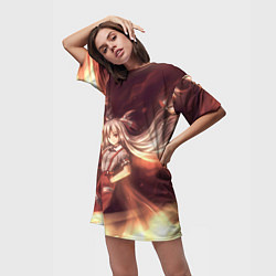 Футболка женская длинная Touhou Project Фудзивара но Моко, цвет: 3D-принт — фото 2