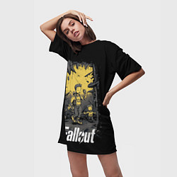 Футболка женская длинная Fallout boys, цвет: 3D-принт — фото 2