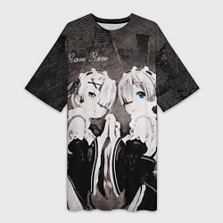 Футболка женская длинная Re Zero Ram and Rem, цвет: 3D-принт
