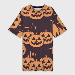 Женская длинная футболка Фонарь джек в грандж стиле halloween тыква cartoon
