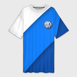 Женская длинная футболка Volkswagen - голубые линии