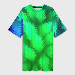 Женская длинная футболка Объемные пушистые зеленые листья