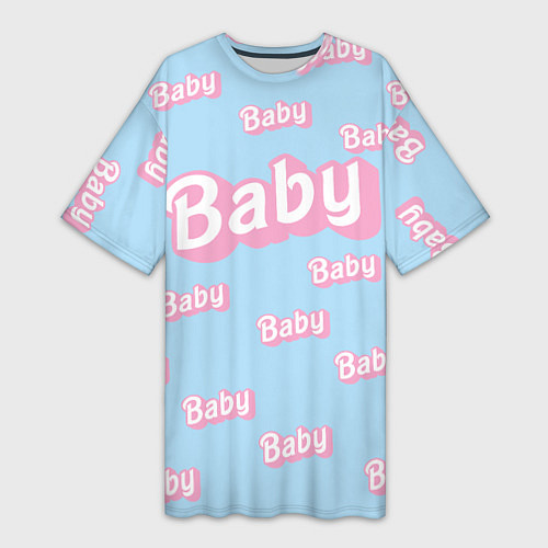 Женская длинная футболка Baby - Barbie style: blue pattern / 3D-принт – фото 1