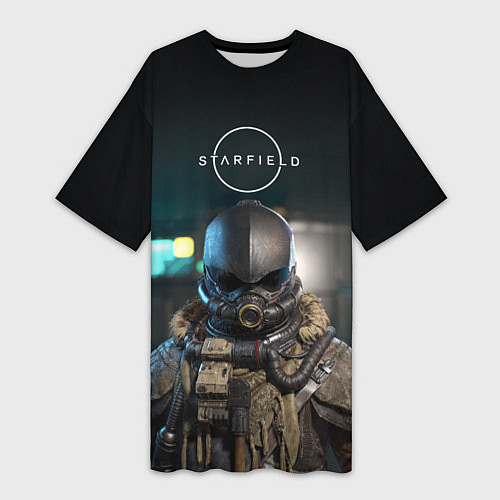 Женская длинная футболка Starfield astronaut / 3D-принт – фото 1