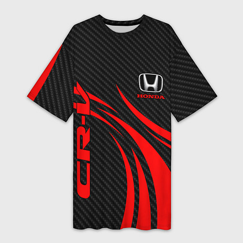 Женская длинная футболка Honda CR-V - красный и карбон / 3D-принт – фото 1