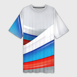 Женская длинная футболка Российские флаги