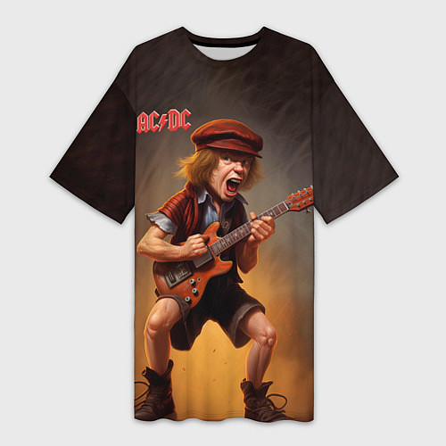 Женская длинная футболка ACDC art / 3D-принт – фото 1