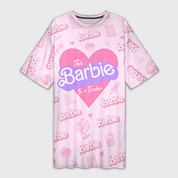 Женская длинная футболка Эта Барби - учительница: розовый паттерн