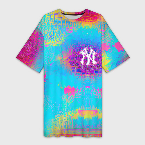 Женская длинная футболка New York Yankees - baseball team - logo / 3D-принт – фото 1
