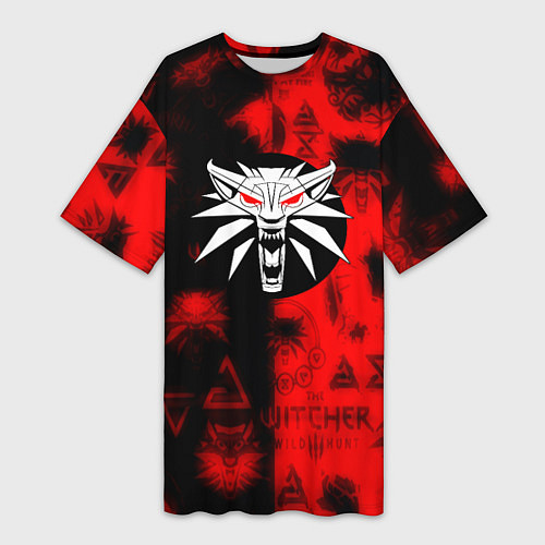 Женская длинная футболка The Witcher pattern magic / 3D-принт – фото 1