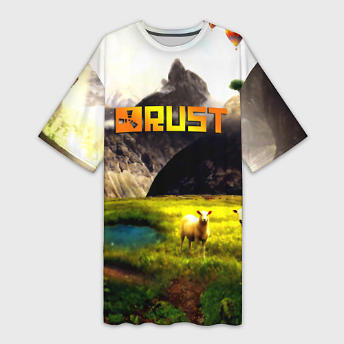 Женская длинная футболка Rust poster game / 3D-принт – фото 1