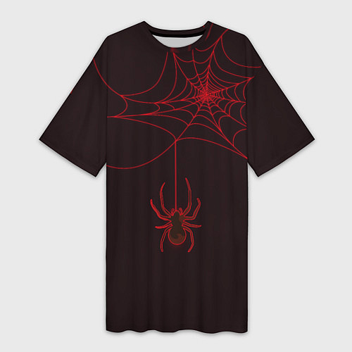 Женская длинная футболка Красная паутина / 3D-принт – фото 1