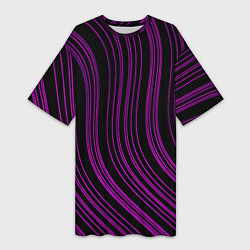 Женская длинная футболка Абстракция фиолетовые линии