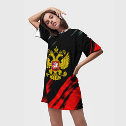 Футболка женская длинная Russia stripes, цвет: 3D-принт — фото 2