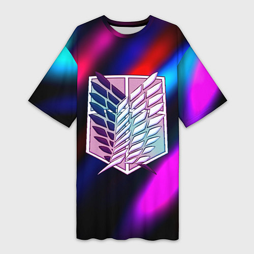 Женская длинная футболка Attack on Titan stripes neon / 3D-принт – фото 1