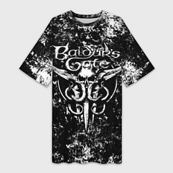Женская длинная футболка Baldurs gate 3 - black and white