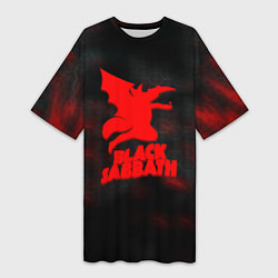 Женская длинная футболка Black Sabbath краски метал