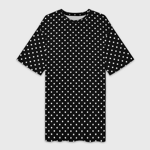 Женская длинная футболка В мелкий горошек на черном фоне / 3D-принт – фото 1