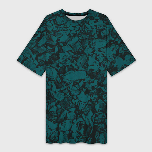 Женская длинная футболка Текстура каменная тёмно-зелёный / 3D-принт – фото 1