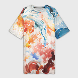 Женская длинная футболка Абстрактные контрастные волны