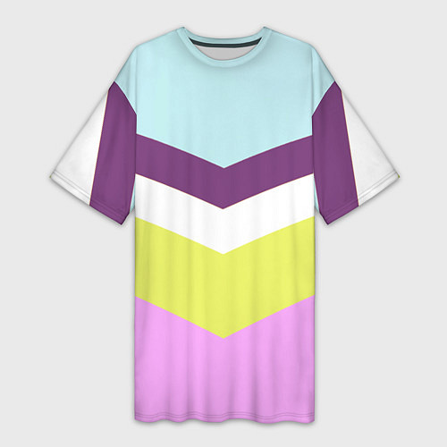 Женская длинная футболка Спортивный цвет семидесятых / 3D-принт – фото 1