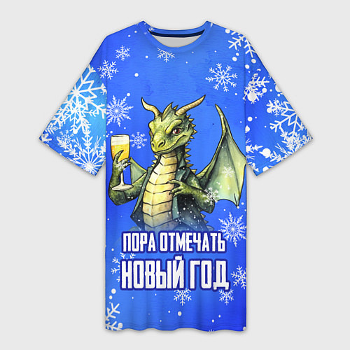 Женская длинная футболка Пора отмечать Новый год - Дракон / 3D-принт – фото 1