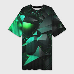 Женская длинная футболка Зеленые абстрактные объекты