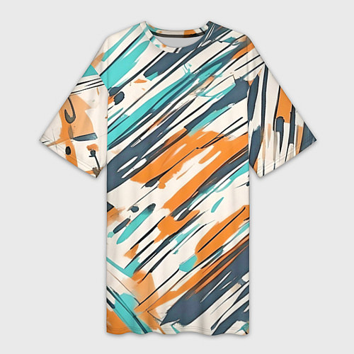 Женская длинная футболка Абстракция разноцветная / 3D-принт – фото 1