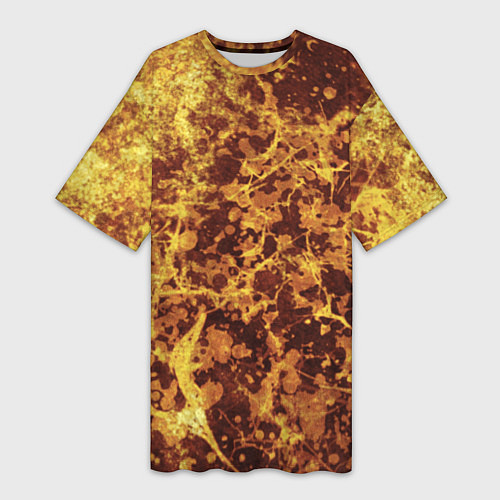Женская длинная футболка Абстракция - желтый антрацит / 3D-принт – фото 1