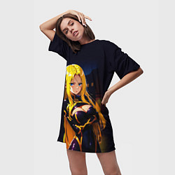 Футболка женская длинная Альфа - Сад теней, цвет: 3D-принт — фото 2