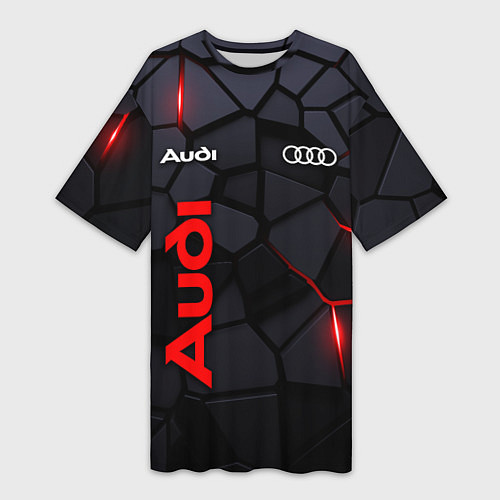 Женская длинная футболка Audi черные плиты с эффектом свечения / 3D-принт – фото 1