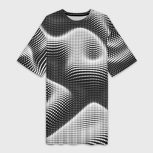 Женская длинная футболка Чёрно белый точечный абстрактный фон / 3D-принт – фото 1
