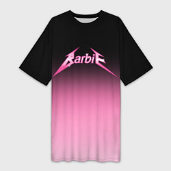 Футболка женская длинная Барби - стиль металлики: градиент, цвет: 3D-принт