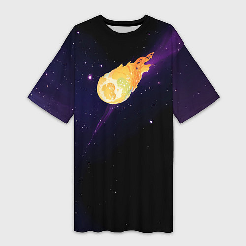 Женская длинная футболка Магическая комета и обыденный космос / 3D-принт – фото 1