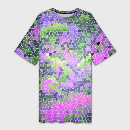 Женская длинная футболка Разноцветный витраж / 3D-принт – фото 1