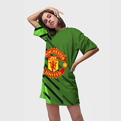 Футболка женская длинная ФК Манчестер Юнайтед спорт, цвет: 3D-принт — фото 2