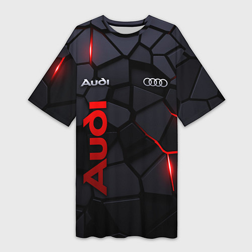 Женская длинная футболка Audi - плиты с эффектом свечения / 3D-принт – фото 1