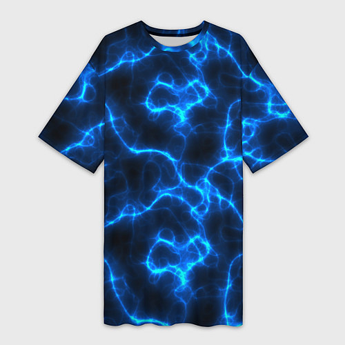 Женская длинная футболка Голубая молния / 3D-принт – фото 1