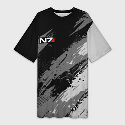 Женская длинная футболка N7 - mass effect monochrome