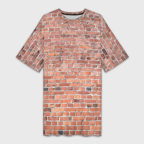 Женская длинная футболка Кирпичная стена узор / 3D-принт – фото 1
