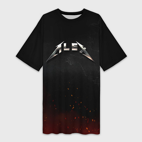 Женская длинная футболка Алекс в стиле Металлика / 3D-принт – фото 1