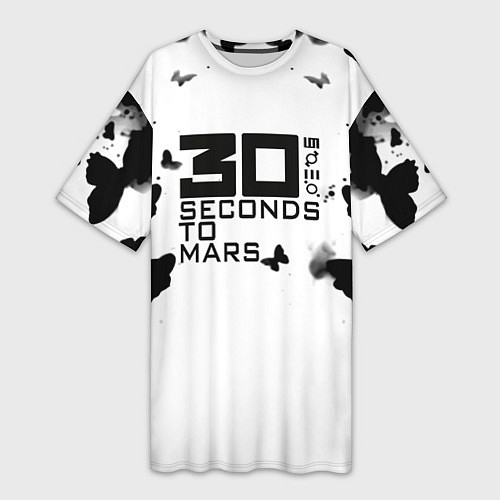 Женская длинная футболка 30 Second to mars buterfly / 3D-принт – фото 1